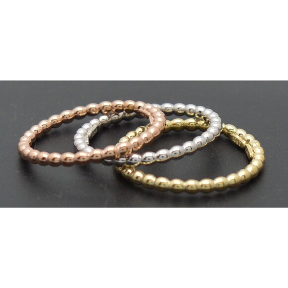 Real Solid 10K Yellow White Rose Gold Ball Shape Stackable Ring - Picture 1 of 6